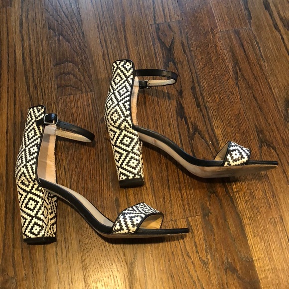 Zara Shoes - Zara Black & White Basket Weave Sandals Size 38